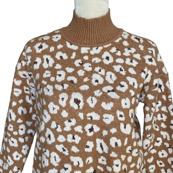 Loft Women’s Animal Print Turtleneck Sweater Tunic Size S Shimmer Cozy Comfy - Picture 5 of 11